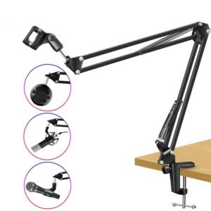 Heavy Duty Microphone Boom Arm Stand Adjustable Scissor Arm with Table Clamp