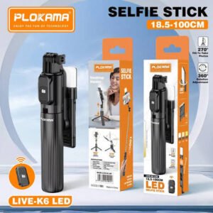Plokama LIVE-K6 LED Selfie Stick Tripod with Bluetooth Remote & Fill Light