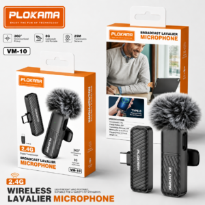 PLOKAMA VM-10 Wireless Lavalier Microphone for Type-C Android – 2.4G Plug & Play Mini Mic