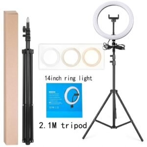 14 Inch LED Ring Light with Tripod Stand & Mobile Holder – 3 Light Modes